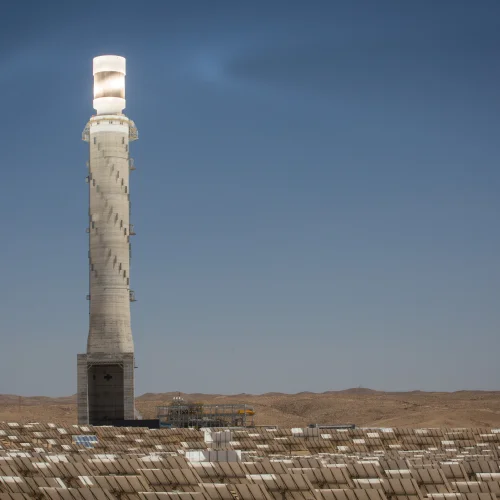 A view of the Ashalim solar-power station in the Negev Desert, June 19, 2018. Photo by Miriam Alster/Flash90.