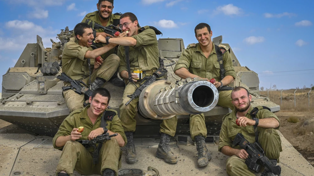 Soldiers from the IDF Armored Corps during a military exercise near Moshav Aniam on the Golan Heights, Feb. 14, 2023. Photo by Michael Giladi/Flash90.