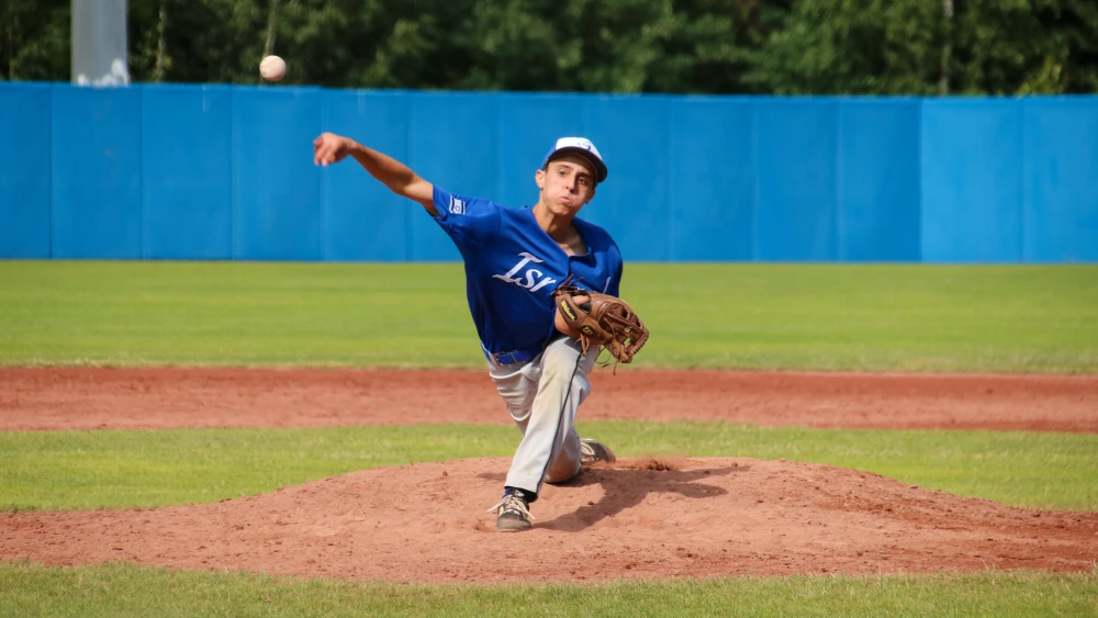 Israeli pitcher Harel Kronik bringing the heat. Photo by Margo Sugarman.