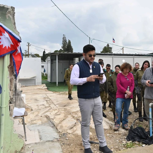 Pravesh Jiral commemorates his murdered countrymen in Kibbutz Alumim, Israel on Feb. 13, 2025. Photo by Canaan Lidor.