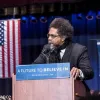 Cornel West speaks at a Bernie Sanders rally. Photo by Darrell Nance via Wikimedia Commons.