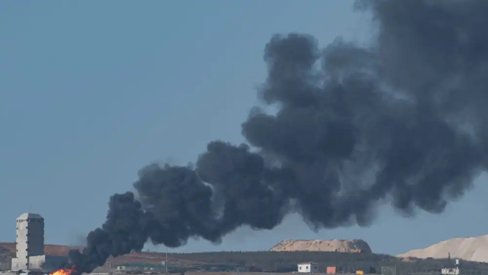 The Israeli Air Force srikes a military target in Lebanon on Nov. 23, 2023. Photo by Ayal Margolin/Flash90.