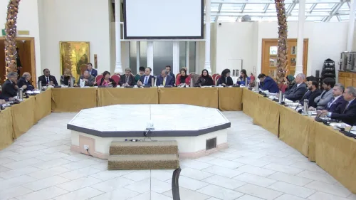 Thirty people from 15 Arab countries take part in the inaugural meeting of the Arab Council for Regional Integration in London, England, on Nov. 18, 2019. Photo courtesy of the Center for Peace Communications.