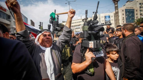 The funeral of five Palestinian terrorists who were killed during a firefight with the Israeli army in Nablus, Oct. 25, 2022. Photo by Nasser Ishtayeh/Flash90.