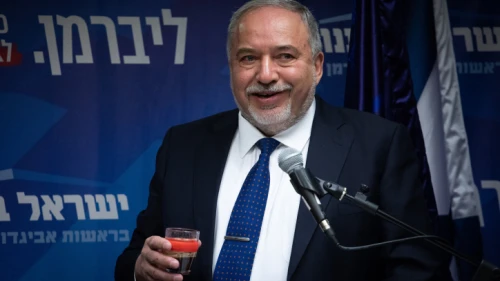 Yisrael Beiteinu Party head Avigdor Lieberman speaks with the media during a faction meeting in Knesset on Dec. 2, 2019. Photo by Hadas Parush/Flash90.