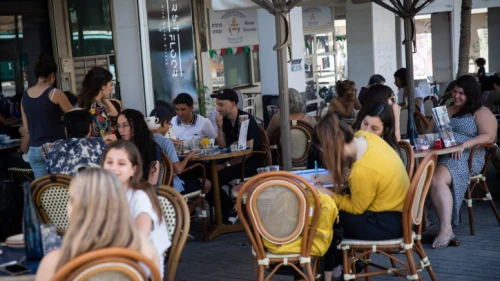 Israelis enjoy their day off work at coffee shops in central Jerusalem during the second round of elections on Sept. 17, 2019. Photo by Hadas Parush/Flash90.