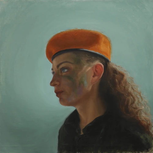 This oil painting of a female IDF soldier by Dalit Proter was inspired by the testimonies of female fighters as they perceive themselves in a complex gender-related context. Credit: Eden Association.