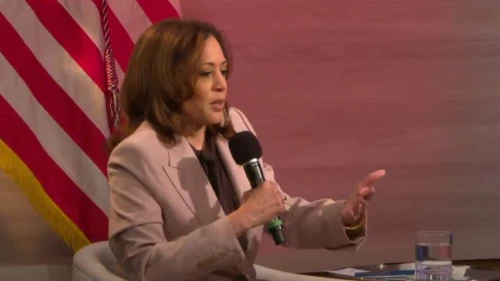 U.S. Vice President Kamala Harris speaks with National Association of Black Journalists on Sept. 18, 2024. Source: YouTube.