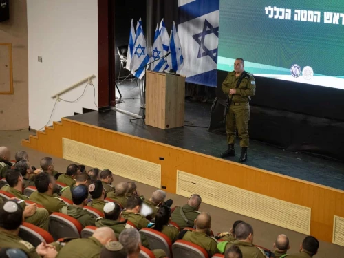 IDF Chief of the General Staff Lt. Gen. Eyal Zamir speaks at the Ground Forces’ “The Commander as the Trainer” Conference in Tel Aviv, Dec. 31, 2025. Credit: IDF.