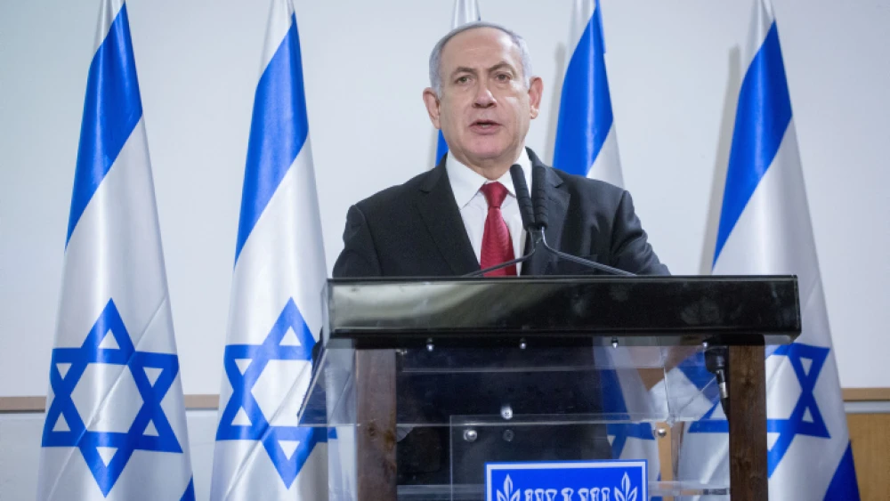 Israeli Prime Minister Benjamin Netanyahu delivers a statement to the press after a security cabinet meeting following the escalation of violence in with the Gaza Strip, in Tel Aviv on Nov. 12, 2019. Photo by Miriam Alster/Flash90.