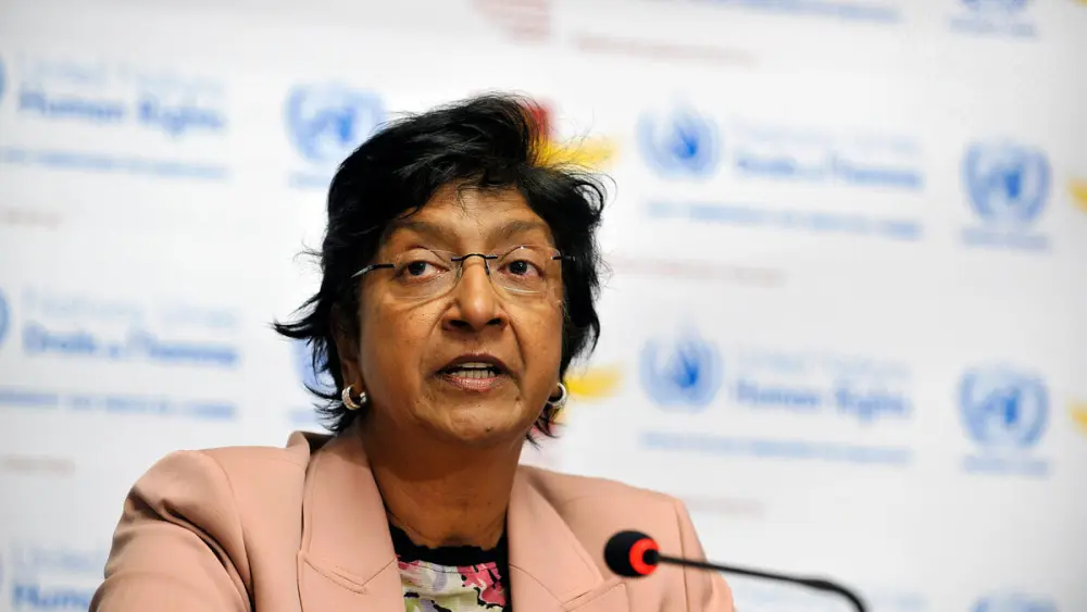 Navi Pillay, chair of the United Nations Commission of Inquiry on the Occupied Palestinian Territory, including East Jerusalem, and Israel, addresses a press conference. Credit: Jean-Marc Ferré/U.N. Photo.