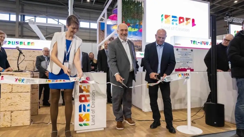 A delegation from Israel's Ministry of Tourism participating in the world's largest tourism exhibition, ITB in Berlin, March 5, 2026. Photo by Boaz Arad/Ministry of Tourism,
