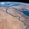 The Nile River, Red Sea and Mediterranean Sea, contrasted by the desert nations of Egypt, Saudi Arabia, Israel and Jordan, as seen from the International Space Station, June 19, 2019. Credit: NASA.