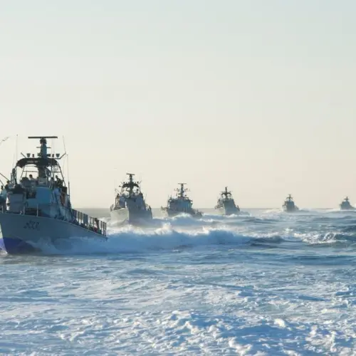 A fleet of Israeli Navy boats patrolling the waters in the Mediterranean Sea off the coast of Gaza. Credit: IDF Spokesperson's Unit.