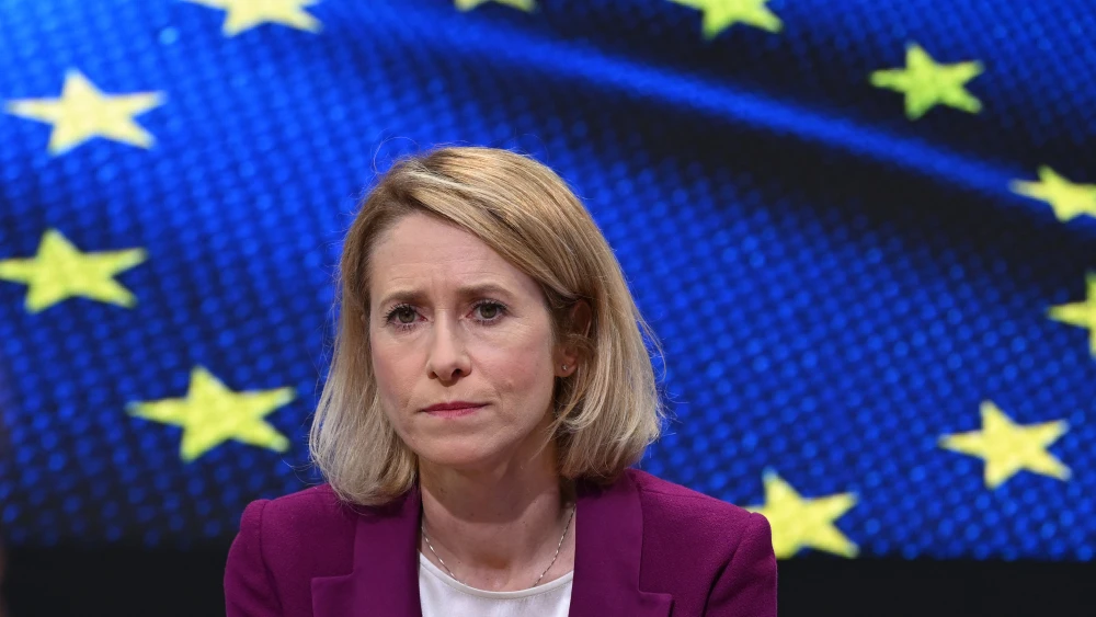 European Union foreign policy chief Kaja Kallas answers questions in an interview at the E.U. headquarters in Brussels, June 3, 2026. Photo by Nicolas Tucat/AFP via Getty Images.