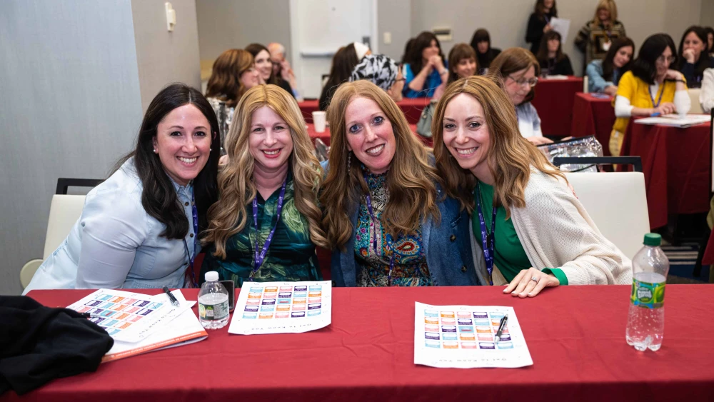 From left, Rebbetzin Batya Basalely of Great Neck, N.Y.; Tzivia Weiss of Houston; Rebbetzin Rachel Isaacs of Phoenix; and Rebbetzin Estee Silver of Long Beach, N.Y., participate in the fellowship on mental-health awareness. Credit: Courtesy of the OU Women's Initiative.