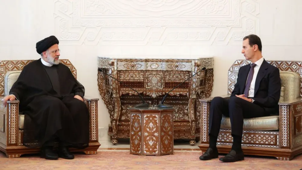 Iranian President Ebrahim Raisi meets Syrian President Bashar Assad in Damascus, May 3, 2023. Source: Twitter.
