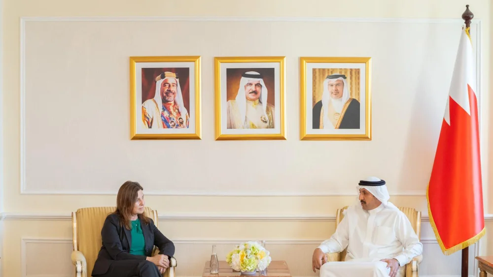 Aliza Bin Noun, political director at Israel’s Foreign Ministry, left, with Dr. Sheikh Abdullah bin Ahmed Al Khalifa, Bahrain's Foreign Affairs Ministry’s undersecretary for Political Affairs, Manama, June 20, 2023. Source: Twitter