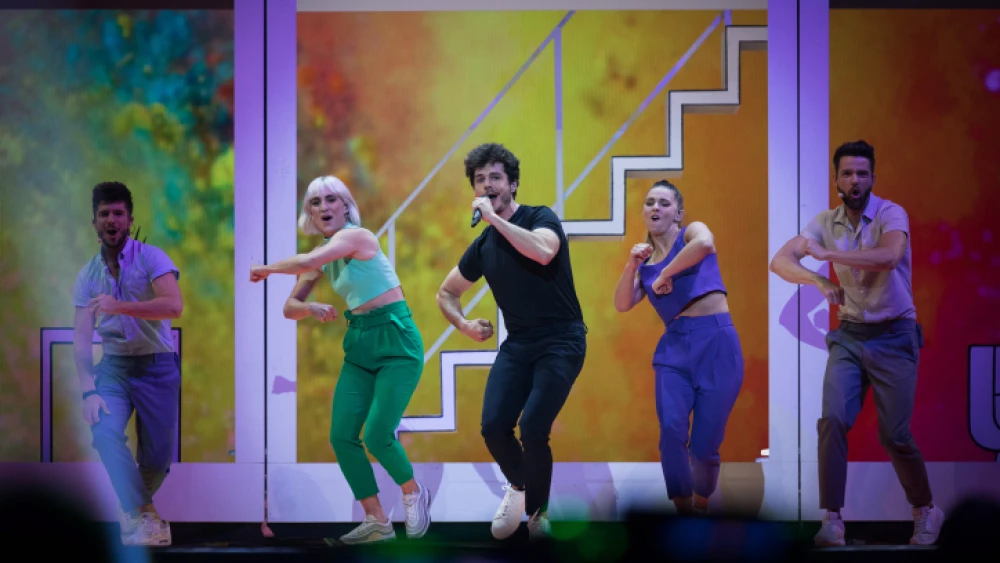 Miki from Spain performs during a rehearsal ahead of the 2019 Eurovision Song Contest in Tel Aviv on May 13, 2019. Photo by Hadas Parush/Flash90.