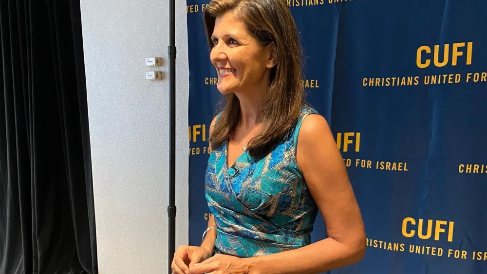 Former Ambassador to the United Nations Nikki Haley at the annual Christians United for Israel Summit in Arlington, Va., on June 18, 2022. Photo by Jennifer Schrutt.