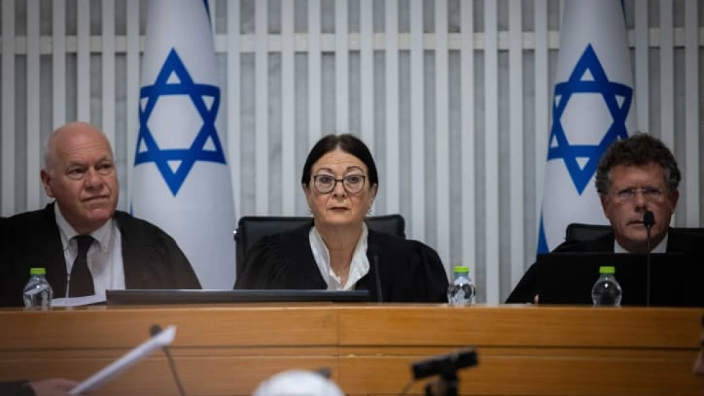 Chief Justice of Israel's Supreme Court Esther Hayut at the hearing of the government's "reasonableness" law, at the Supreme Court in Jerusalem, Sept. 12, 2023. Photo by Yonatan Sindel/Flash90.