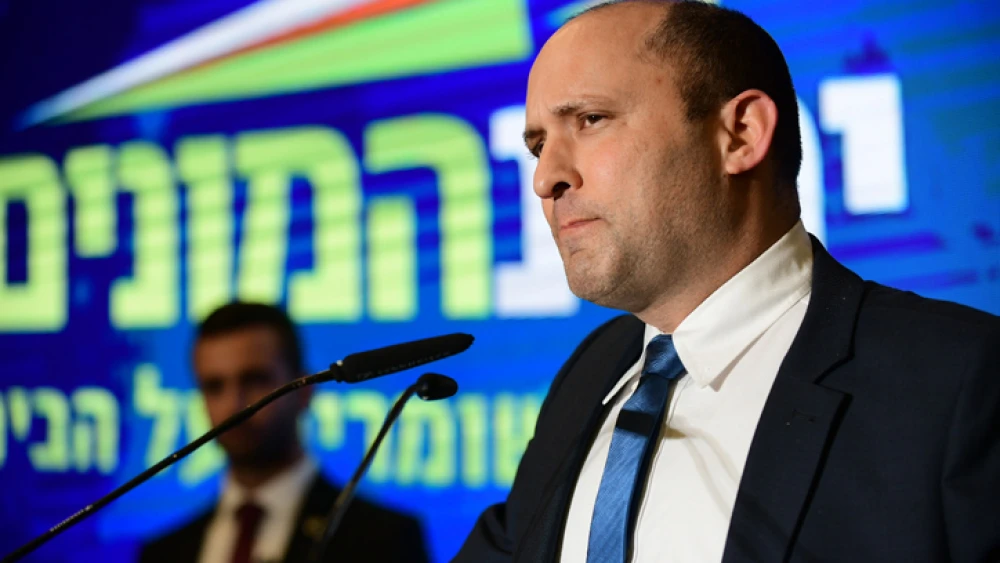Former Israeli Defense Minister Naftali Bennett attends the launch of the Yamina Party campaign, on Feb. 12, 2020. Photo by Tomer Neuberg/Flash90.