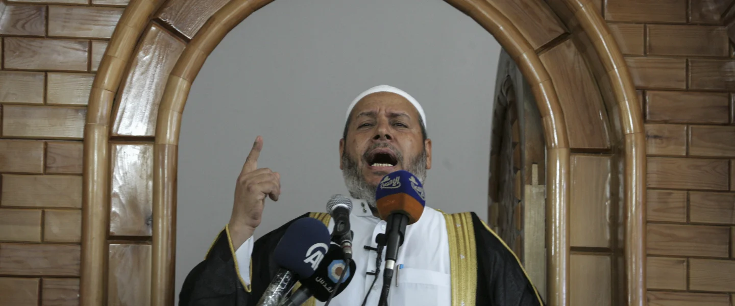 Senior Hamas leader Khalil al-Hayya, gives a speech during Friday prayers in Rafah, the southern Gaza Strip, on June 12, 2015. Photo by Abed Rahim Khatib/Flash90.