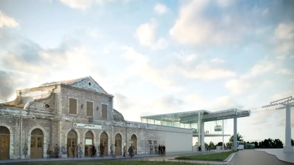 A mock-up of the First Station cable-car station in Jerusalem, which is currently in approval phases. Source: Jerusalem Development Authority.