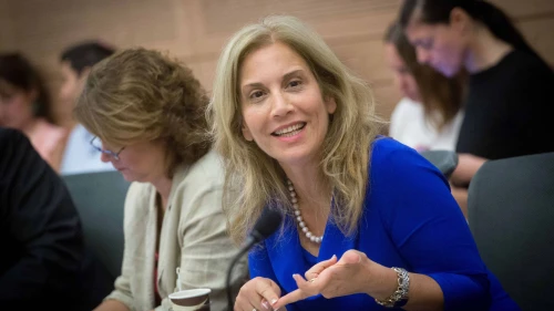 Then-Knesset member Aliza Lavie (Yesh Atid) speaks at a joint Knesset House and Constitution committees meeting at the parliament in Jerusalem, July 16, 2018. Photo by Miriam Alster/Flash90.