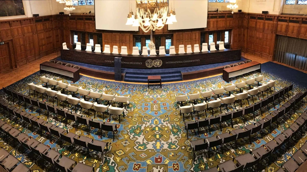 The International Court of Justice courtroom at The Hague. Credit: Ankor Light/Shutterstock.