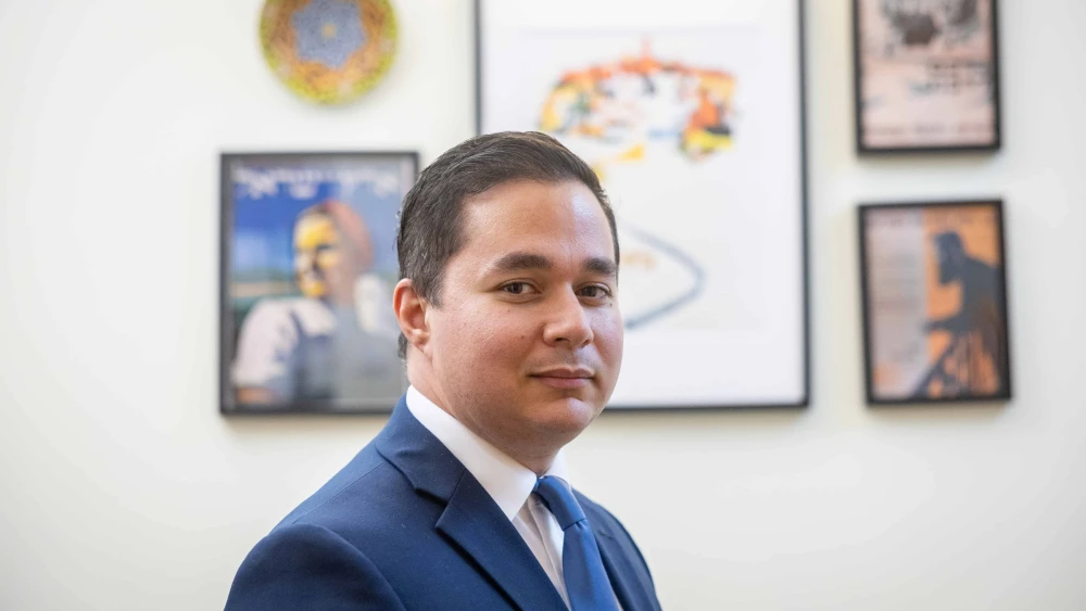 Dan Illouz poses for a picture at the Knesset, the Israeli parliament in Jerusalem on July 30, 2023. Photo by Yonatan Sindel/Flash90.