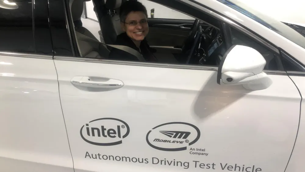 Cathy Berx, the governor of the Antwerp Province in Belgium, was inspired by her visit to Israel's Mobileye—a company that develops autonomous vehicles and solutions to prevent traffic accidents. Credit: Courtesy.