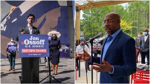 Democratic candidates for the U.S. Senate from the state of Georgia Jon Ossoff (left) and Rev. Raphael Warnock. Source: Facebook.