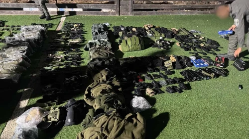 Firearms and other military equipment confiscated by IDF troops during counter-terrorism operations in Judea and Samaria during the week of Feb. 8, 2026. Credit: IDF.