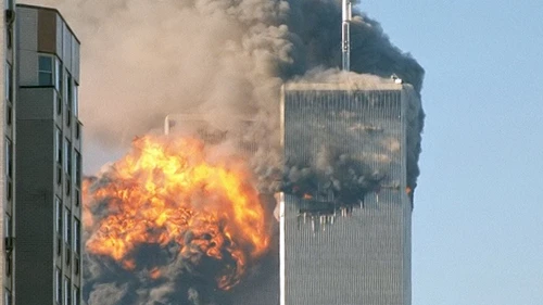 The World Trade Center on the day of the Sept. 11, 2001 attacks. In his 2006 book produced by Westminster John Knox Press, author David Ray Griffin claimed the Bush Administration was complicit in those attacks. Credit: Wikimedia Commons.