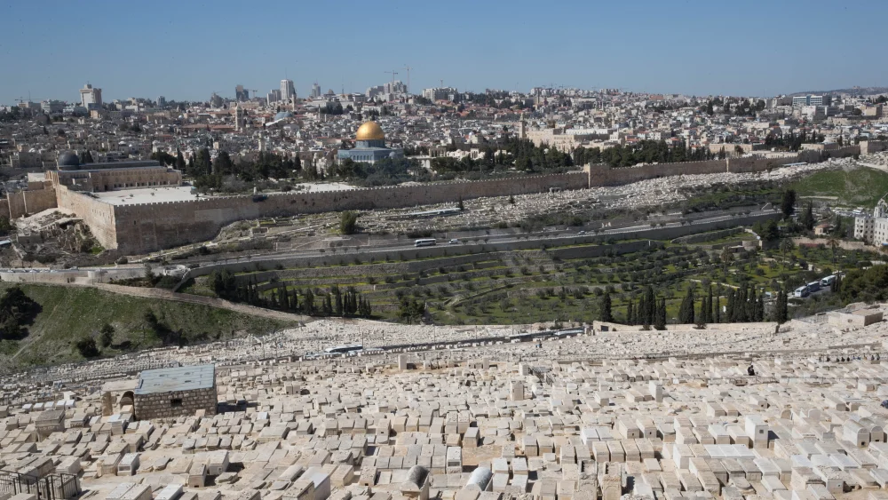View of the Mount of Olives, overlooking the Dome of the Rock and the Old City of Jerusalem, Feb. 20, 2017. Photo by Nati Shohat/Flash90.