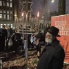 Dutch Chief Rabbi Binyomyn Jacobs speaks at a rally outside the Royal Concert Hall in Amsterdam, the Netherlands on Dec. 14, 2025. Photo courtesy of Ronny Naftaniel.