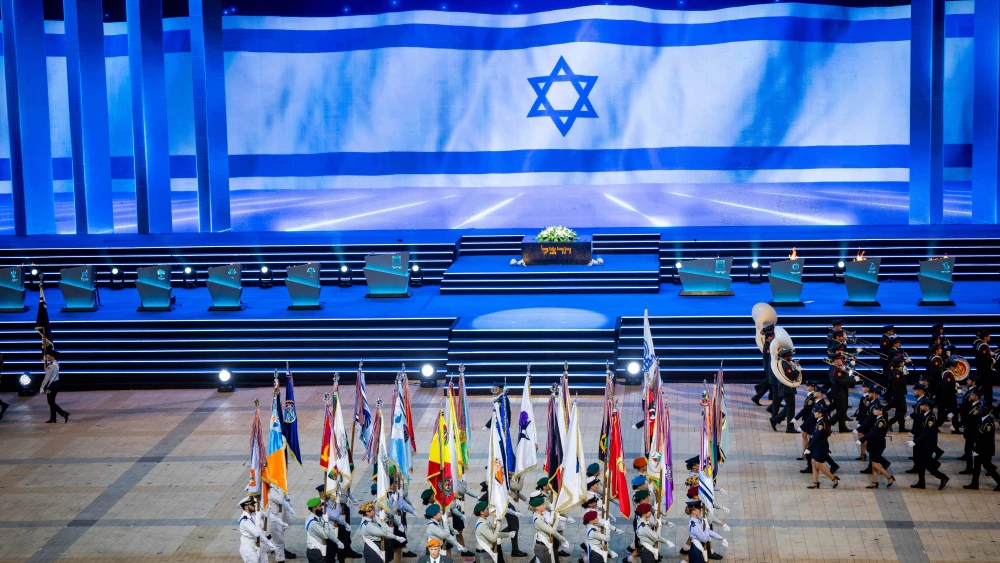 The rehearsal of the 77th Independence Day ceremony, held at Mount Herzl in Jerusalem, April 28, 2025. Photo by Yonatan Sindel/Flash90.