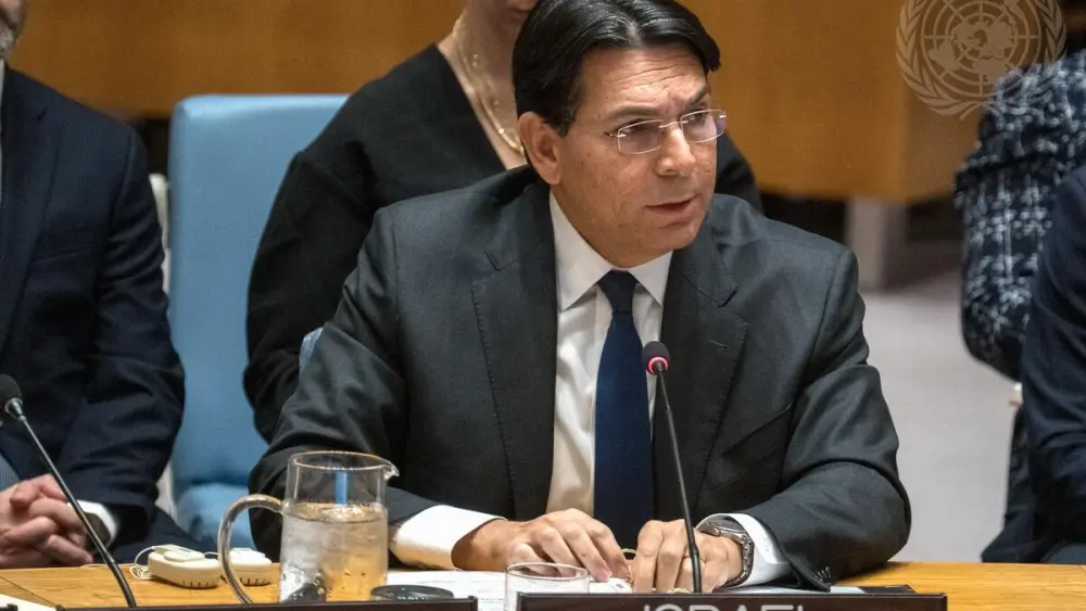 Danny Danon, Israel's ambassador to the United Nations, addresses the Security Council meeting on the situation in the Middle East, including the Palestinian question, at the U.N. Headquarters in New York City, April, 28, 2026. Credit: Mark Garten/UN Photo.