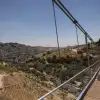 View of a rope bridge crossing from the Ben Hinnom valley to Mount Zion, in the Old city of Jerusalem, on July 30, 2023. Photo by Chaim Goldberg/Flash90.
