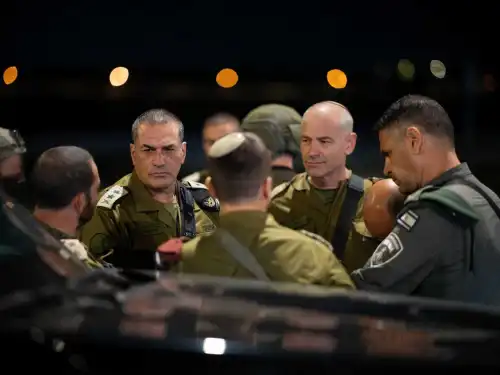 IDF Chief of Staff Lt. Gen. Eyal Zamir, accompanied by senior commanders, surveys the scene of the deadly terrorist attack at Gush Etzion Junction on Nov. 18, 2025. Credit: IDF.
