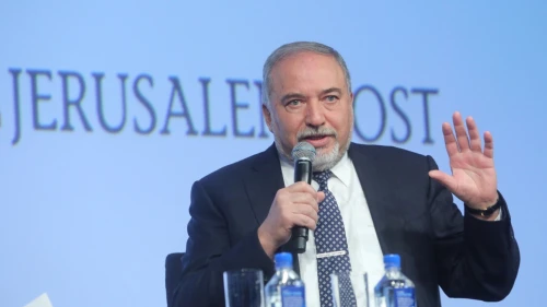 Israeli Defense Minister Avigdor Lieberman speaking at the 2018 Jerusalem Post Conference in New York City on April 29, 2018. He told the audience Israel has only three problems—“Iran, Iran, Iran”—and noted that Iran is attempting to destabilize the entire Middle East. Credit: The Jerusalem Post.