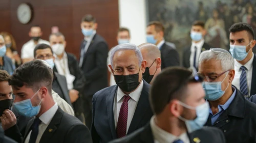 Israeli Prime Minister Benjamin Netanyahu during a vote on a bill to dissolve the Knesset, Dec. 2, 2020. Photo by Alex Kolomoisky/POOL.
