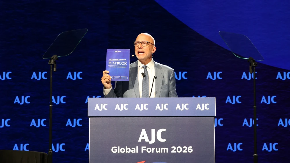 Ted Deutch, CEO of the American Jewish Committee, introduces the ‘Combating Antisemitism Playbook’ at AJC's Global Forum in Washington, DC, May 31, 2026. Credit: American Jewish Committee.