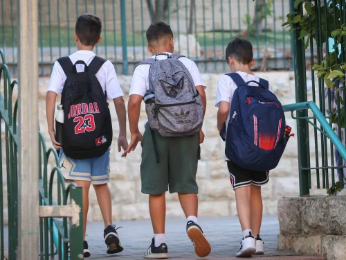 Israeli children going into 1st grade, meeting with the new teacher ahead of the first day of the academic year, at the Pola school in Jerusalem, Sept. 1, 2025. Photo by Yossi Zamir/Flash90.