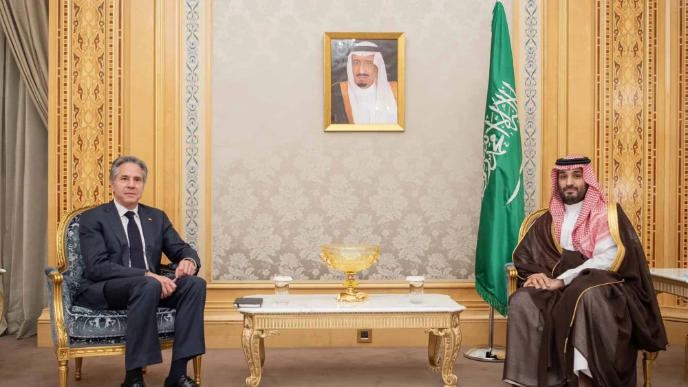 U.S. Secretary of State Antony Blinken and Saudi Crown Prince Mohammed bin Salman in Riyadh on April 29, 2024. Source: X/@SecBlinken.