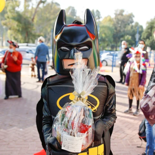Kids dressed up in costumes arrive at their school ahead of the Jewish holiday of Purim in Sderot, southern Israel on Feb. 24, 2021. Photo by Flash90.
