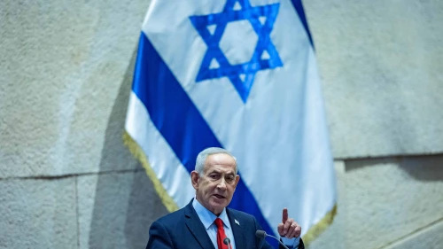 Israeli Prime Minister Benjamin Netanyahu delivers a speech at the Knesset in Jerusalem, Feb. 23, 2026. Photo by Yonatan Sindel/Flash90.