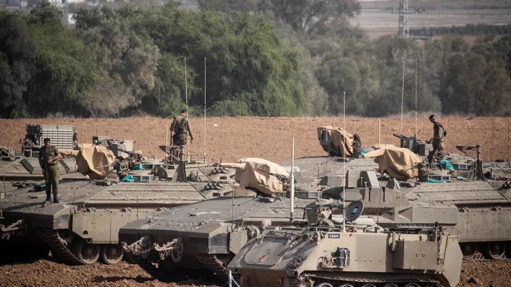 Israeli soldiers at a staging area in southern Israel near the border with the Gaza Strip, Nov. 13, 2019. Photo by Yonatan Sindel/Flash90.