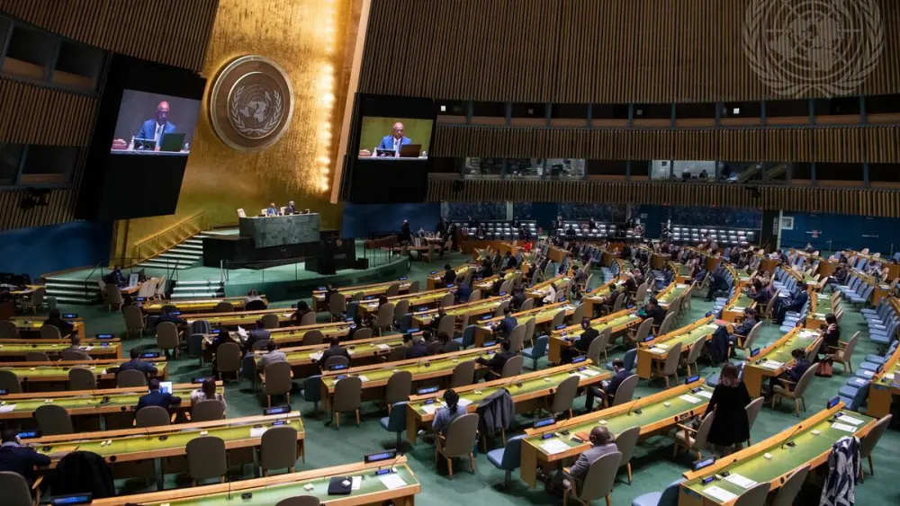 A wide view of the 30th plenary meeting of the U.N. General Assembly. Credit: U.N. Photo/Eskinder Debebe.